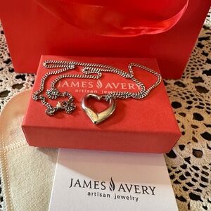 JAMES AVERY Retired Open Heart Floating Pendant On JA 18” Curb Necklace! ❤️❤️